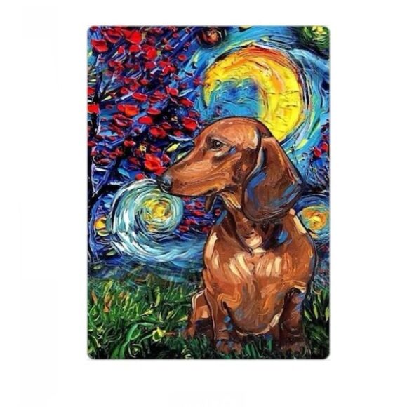 Van Gogh Dachshund Starry Night Magnet - Picture 1 of 3